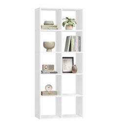 VASAGLE 5-Tier Bookshelf, Cube Bookcase, 65.5 x 30 x 161.5 cm - Storage Shelving Unit, Display Shelf, Open Compartments, Living Room, Home Office, Cloud White, CUSTOS Collection LBC168T14