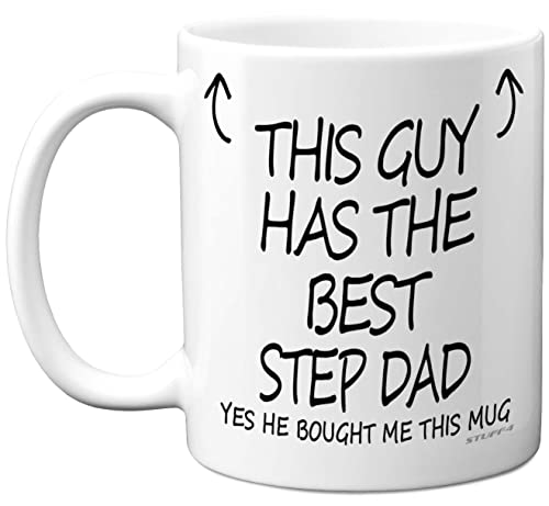 Stuff4 This Guy Has The Best Step Dad Mug, Christmas Day Presents Gift - Step Dad Gifts, 11oz Ceramic Dishwasher Safe Coffee Mugs, Son Gifts for Birthday, Premium Cup Made in UK