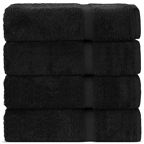 Chakir Turkish Linens - Hotel & Spa Quality 100% Cotton Premium Turkish Towels - Soft & Absorbent (4-Piece Bath Towels, Black)