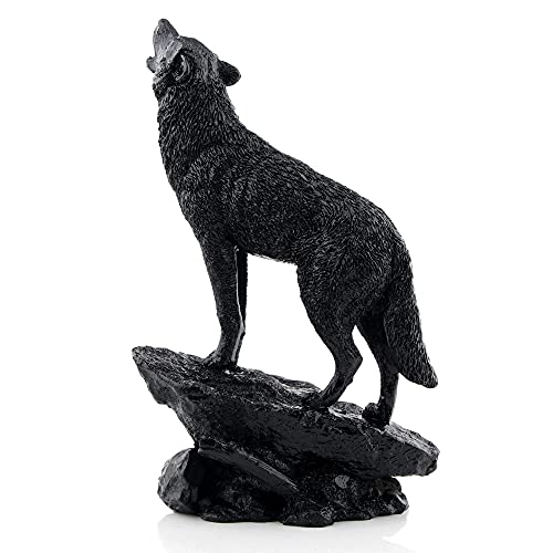 Wisifayardin Black Wolf Sculpture Wildlife Howling Wolf Statue and Figurine