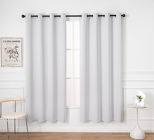 PI Blackout Curtain Panels,Thermal Insulated Energy Saving Grommet Window Treatment for Living Room/Bedroom/Bathroom/Glassdoor 1 Panel (Grey White,W52XL80)