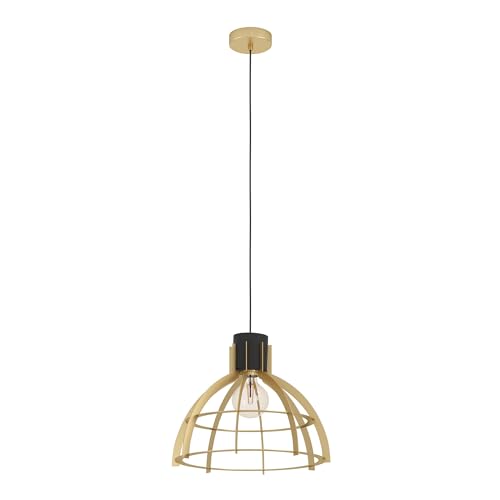Eglo Pendant Lighting Stillington, Ceiling Light Fitting, Hanging lamp for Dining and Living Room Made of Metal in Black Gold, E27 Socket