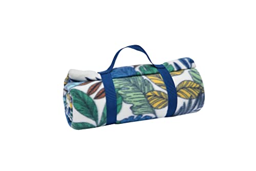 Sleepdown Tropical Fleece Picnic Blanket Outdoor Soft Portable Foldable Picnic Mat Beach Park Camping Hiking Garden with Handle - 135cm x 150cm - Multi,5056557502998