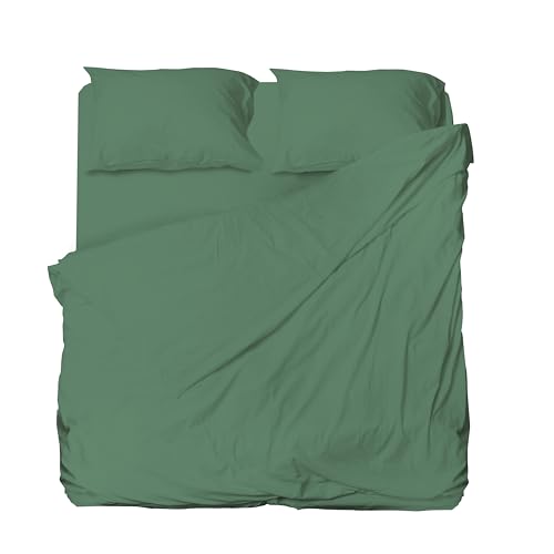 hermet Microfibre Double Sheet Set, Sage, Complete Bed, Top Sheet, Fitted Sheet, Pair of Pillowcases, Winner