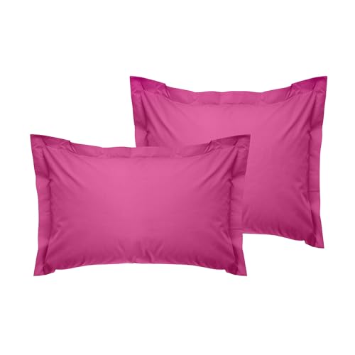 Luxurious Oxford Pillowcase Set (2 Pieces), Dusty Rose, 80 x 80 + 5 cm, 100% Cotton Ranforce, 155 Thread Count - Envelope Closure, Machine Washable at 30°C