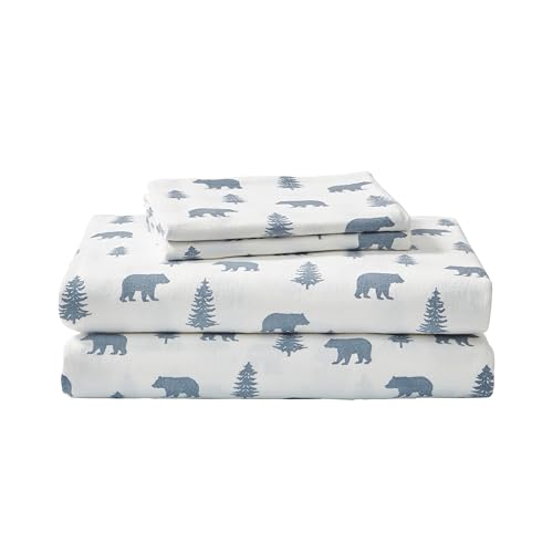 Eddie Bauer - King Sheet Set, Warm Breathable Cotton Flannel Bedding with Deep Pockets, Brushed for Extra Softness, Cozy Home Decor, Oeko-Tex Certified (Bears & Trees, King)