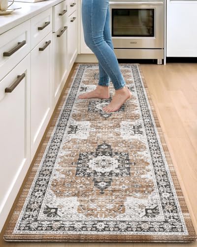 DEXI Kitchen Floor Mats Cushioned Anti Fatigue Runner Rug, 23x86 Black/Brown