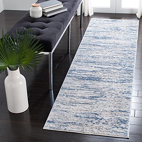 Safavieh Modern Rug for Living Room, Dining Room, Bedroom - Amelia Collection, Short Pile, in Ivory and Blue, 62 X 240 cm