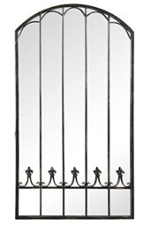 MirrorOutlet Extra Large Leaner Floor Standing Apartment Antique Black Metal Arch shaped Decorative Window Effect Large Wall Mirror, 160 x 85 x 2 (GMA031L)