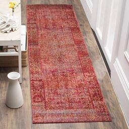 Safavieh Roseate Area Rug, Woven Polyester Runner Carpet in Fuchsia / Multi, 68 X 243 cm