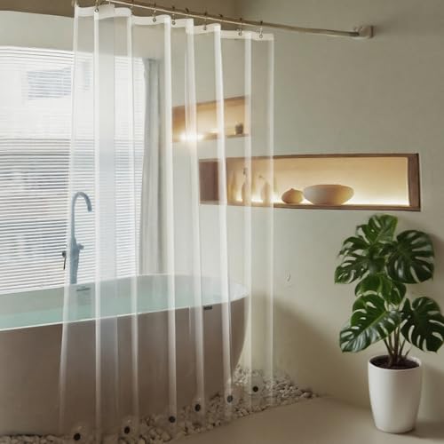 Extra Long Clear Shower Curtain Liner 108 Inches Length with 6 Magnets, 72 x 108 Inch Length PVC Free Heavy Duty Thick PEVA Extra Tall Shower Liner for Bathroom with 12 Grommets