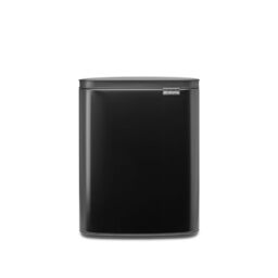 Brabantia - Bo Waste Bin 12L - Stylish & Handy Rubbish Bin - Easy Open & Soft Closing Lid - Hygienic & Space Efficient - Transport Grip - for Bathroom, Home Office & Bedroom - Matt Black