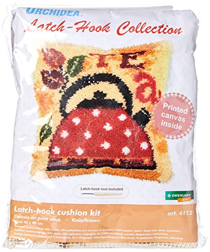 Orchidea Latch Hook Cushion Kit Tea, Assorted, 16x16 Inch