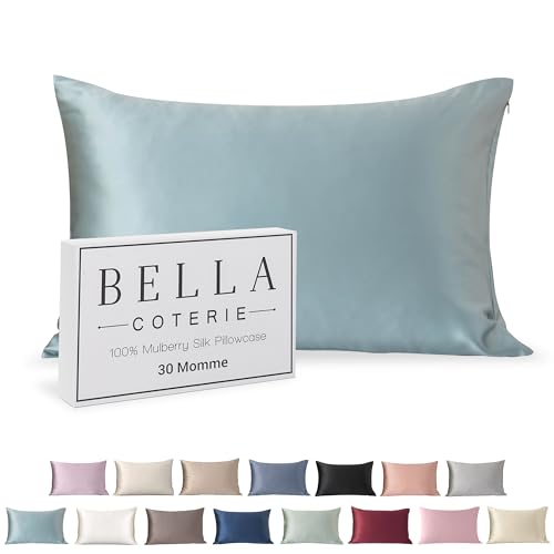 Bella Coterie Luxury Silk Pillowcase for Hair and Skin - 30 Momme - 100% Pure 6A Mulberry Silk - Super Soft - Perfectly Plush [Queen, Slate Blue]