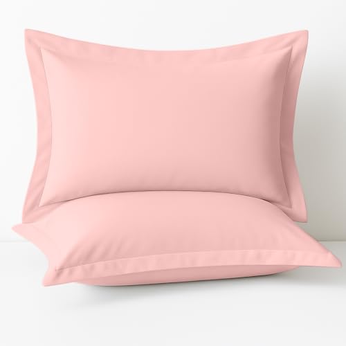 Cotton Metrics 2 Pack Pink 600 Thread Count 100% Organic Cotton 50 x 100 cm Decorative Pillow Case with 5 cm Flange