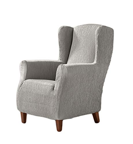 Estoralis Beta - Modern Design Armchair Cover - Silver Elastic Fabric - for Armchair (70 to 110 cm.) - Maximum Adaptability to All Types of Sofas