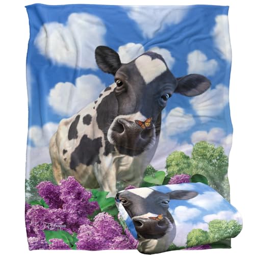 Jq Licensing - Jlo Cow And Butterflies Garden Silky Touch Super Soft Throw Blanket 152 X 127 Cm
