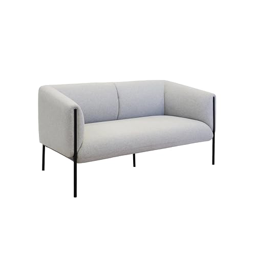 Curve Two Seater Sofa, High-Density Foam Seat, Steel Frame, 150 x 72 x 88.9 cm, Fabric, Grey