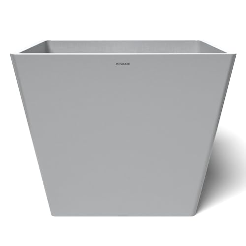 POTS&MORE Prismo 50 Plant Pot (50 cm, Square Shape, Colour Light Grey, Height 40.5 cm, Plastic Planter, for Indoor Plants) VP025002