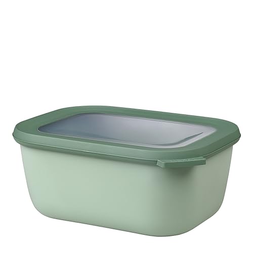 Mepal ??? Multi Bowl Cirqula Rectangular ??? Food Storage Container with Lid - Suitable as Airtight Storage Box for the Fridge & Freezer, Microwave Container & Servable Dish ??? 1500 ml ??? Nordic sage