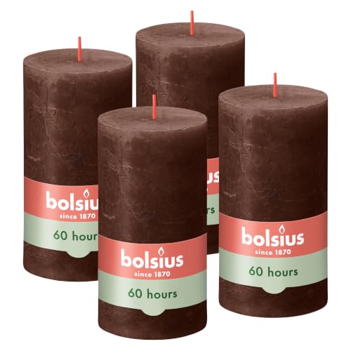 Bolsius - Rustic Candle - Brown - 5.1 in - Pack of 4 - Decorative Candles - Palm Oil Free - with Natural Plant Wax