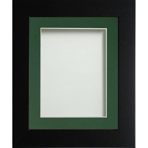Frame Company Watson Matte Black Picture Photo Frame fitted with Perspex, 36x24 inch with Bottle Green Mount for image size 30x20 inch