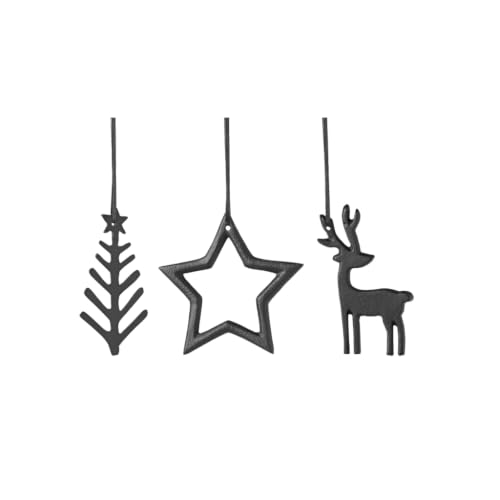 Villeroy & Boch ??? Christmas Chic decorative hanging ornament set 3 items black, modern Christmas decoration, elegant decoration for Xmas, metal