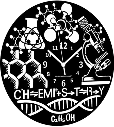 Instant Karma Clocks - Chemistry Wall Clock with Scientific Symbols – Wall Decoration – Home Office – Silent Non-Ticking