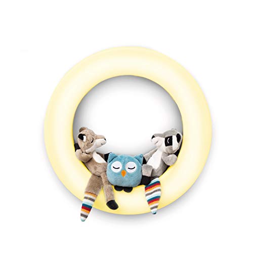 ZAZU Fay Rex and Otis Nightlight - Rechargeable Wall Baby Night Light with Plush Animals - Multi Coloured Led Wall Lamp for Kids with Motion Sensor - Rechargeable - Auto Shut-off