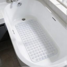 Harbour Housewares Non-Slip Bath Mat 100 x 40cm - Clear PVC, Anti-Slip Shower Mat, Tub Mat, Bathroom Rug, BPA-Free, Antibacterial, Quick-Dry, Safety Mat, Suction Grip