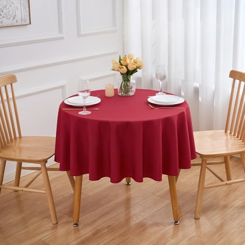 FINDYOU Burgundy 6 Pack Round 60 Inch Tablecloth, Premium Polyester Table Cloth Washable Table Cover Stain and Wrinkle Resistant Decorative Table Cover for Party Wedding