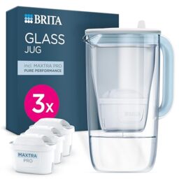 BRITA MAXTRA Glass Water Filter Jug, 3x Pure Performance cartridges