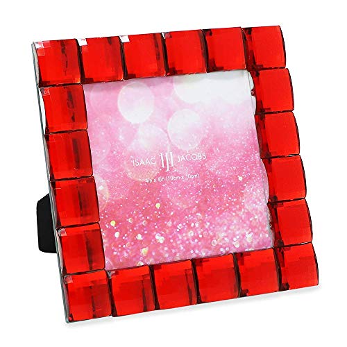 Isaac Jacobs International Jewel Picture Frame (4x4, Red) - Jewel Picture Frame, Photo Display & Home Decor Two-way easel for vertical or horizontal display. Does NOT hang on wall