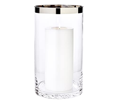 EDZARD Molly, candle holder made of hand-blown crystal glass with platinum edge, glass for pillar candles, height 11.8 in, diameter 6.7 cm