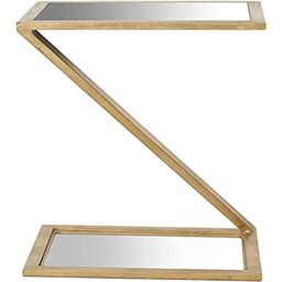 SAFAVIEH Glam Accent Table with Iron Legs, in Gold and Mirror, 35 X 50 X 54.61