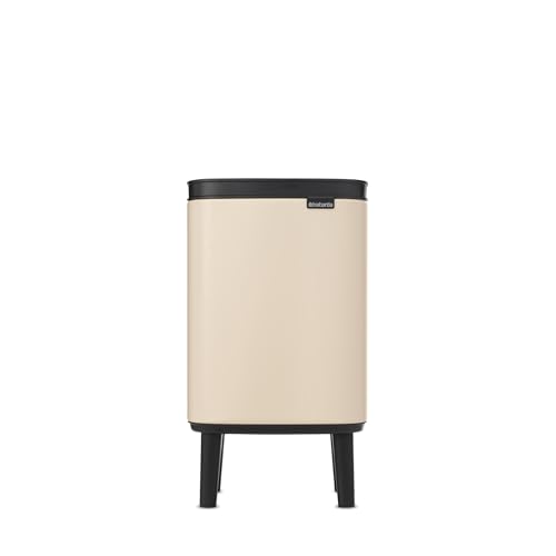 Brabantia Bo Waste Bin Hi 4L with Soft Close Lid, Removable Inner Bucket, and Transport Grip – Ideal Bathroom Bin, Bedroom, and Home Office – Soft Beige