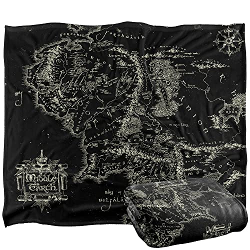 LORD OF THE RINGS The Blanket, 152 x 127 cm Black Map of Middle Earth Silky Touch Super Soft Throw Blanket