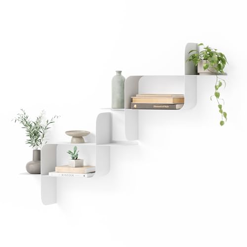 Umbra Montage Floating Wall Shelf, Metal, Set of 2, White