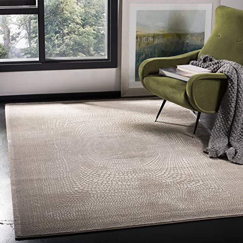 Safavieh Modern Rug for Living Room, Dining Room, Bedroom - Meadow Collection, Short Pile, in Ivory and Grey, 160 X 229 cm
