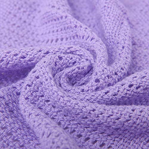 Family Bedding Purple Cotton Cellular Blanket – Single Bed - Reversible Lightweight Thermal Throw - Soft Traditional Design (180 x 230 cm)
