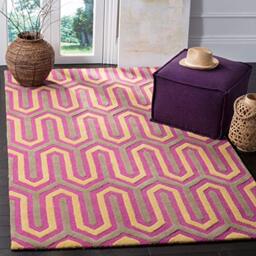 Safavieh Modern Indoor Hand Tufted Rectangle Area Rug, Cambridge Collection, CAM351, in Fuchsia / Grey, 122 X 183 cm for Living Room, Bedroom or Any Indoor Space