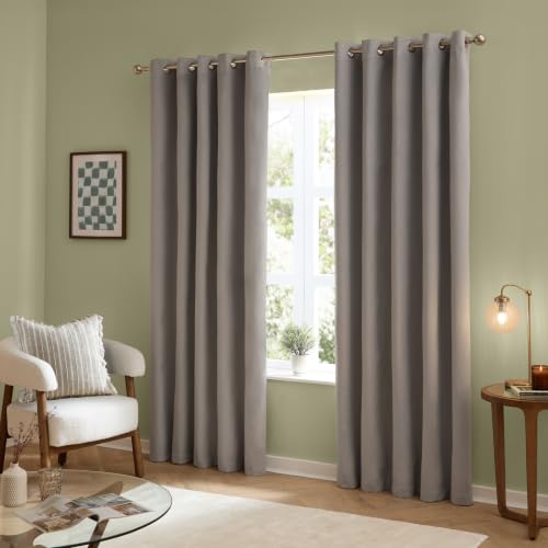 furn. The Ultimate Velvet Eyelet Curtains (Silver-229x229cm)
