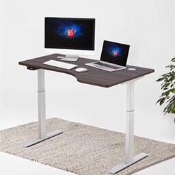 Hi5 Height Adjustable Office, Electric, Sit Standing Desk, Computer Workstation, Walnut&White, 140x83cm
