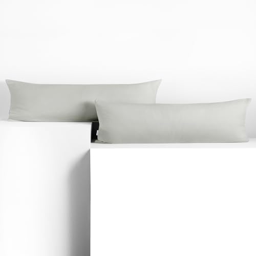 DecoKing Set of 2 Pillowcases 40 x 200 cm, Jersey Knit, 100% Combed Cotton, zip closure, color Silver, Amber