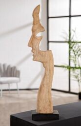 GILDE Mango Wood Silhouette Sculpture Natural Face Design 67cm High 16cm Wide 9cm Deep