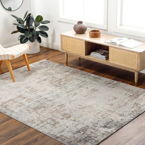 Livabliss Utrecht Abstract Rug - Area Rugs Living Room 160x215 cm, Dining Room, Lounge, Kitchen, Bedroom - Modern Marble Large Rug, Soft Luxurious Easy Care Medium Pile, Cream, Brown and Grey