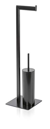 Möve Velvet toilet brush and toilet paper holder 20 x 20 x 71 cm made of coated metal, black