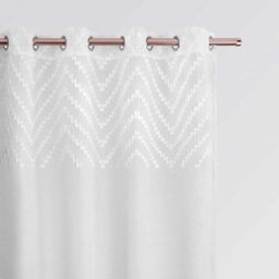 ROOM99 Lindsay Eyelet Curtains 140 x 250 cm Width x Height Living Room Transparent Modern Curtain Scarf Living Room Bedroom Pompoms White