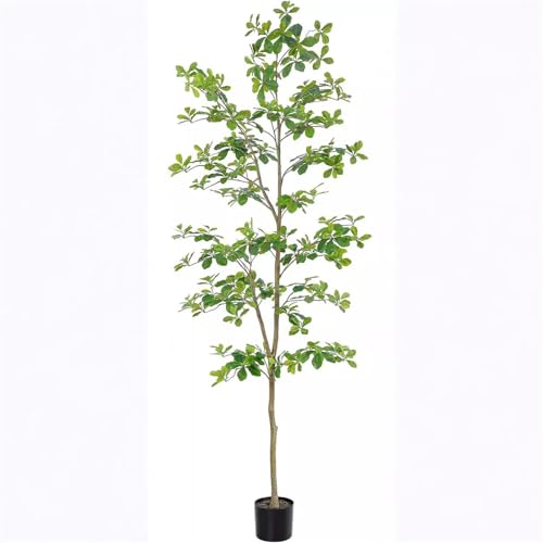 Zstar 210 cm Artificial Schefflera Tree, Large Artificial Trees with Tofp for Indoor Decoration, Large Artificial Plants Schefflera Tree with Natural Trunk, Realistic Leaves for Home, Office, Balcony