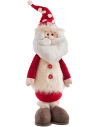 WeRChristmas Standing Christmas Santa Figurine with Wooden Base, Multi-Colour, 46cm